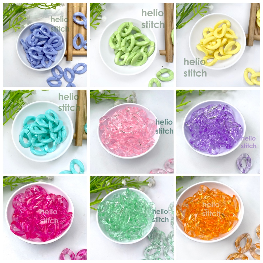 25 gr Manik Mote Rantai Akrilik Gepeng