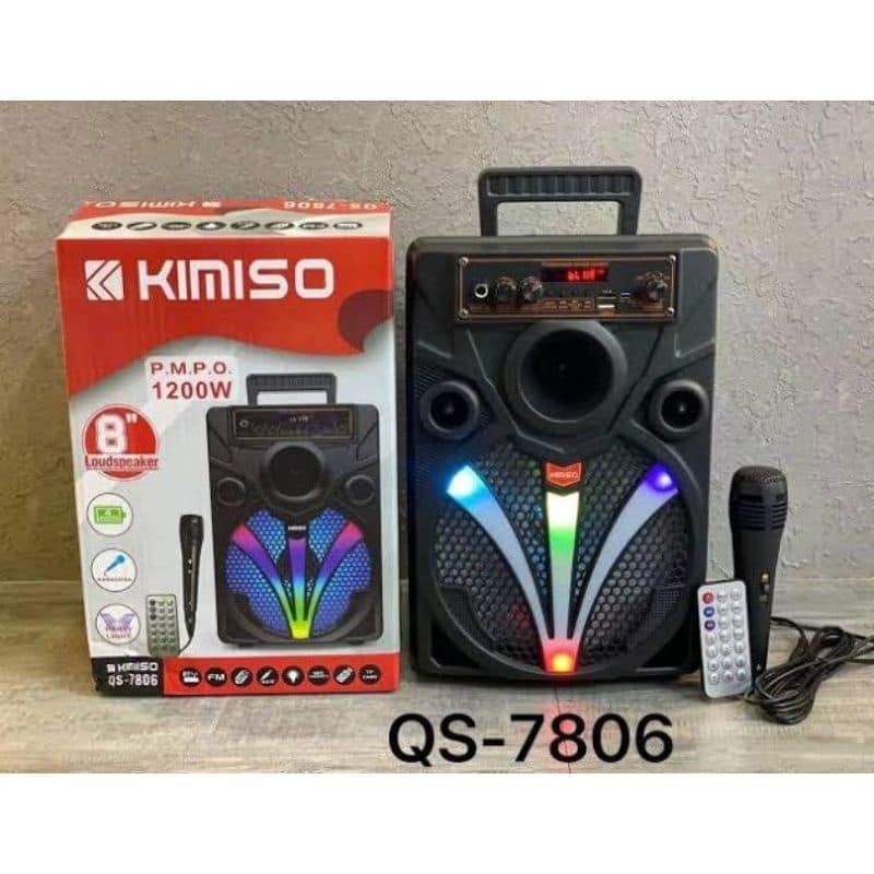 Speaker Bluetooth KMS QS-7806 LED 8 inc+remote mic kabel karaoke