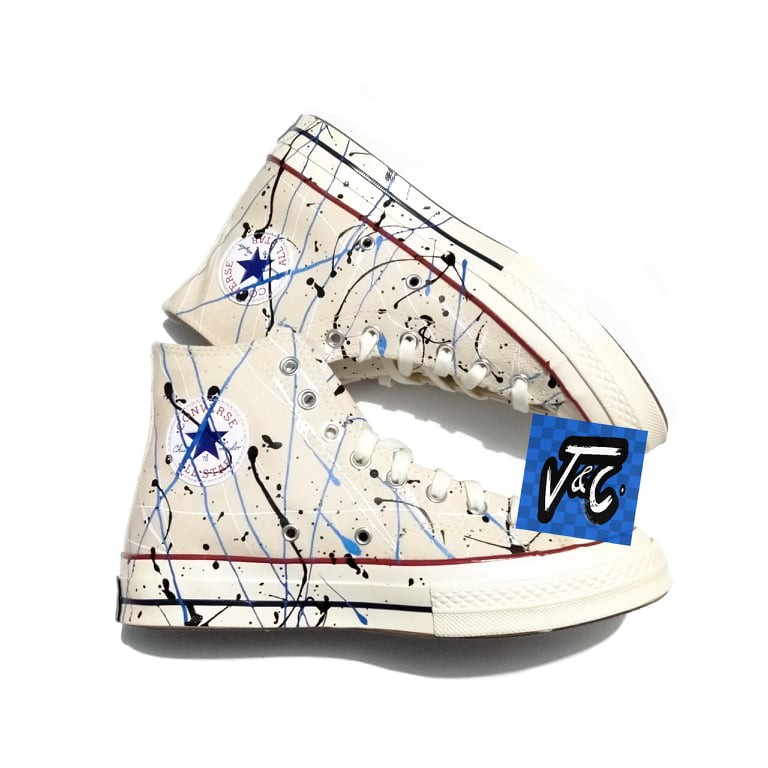 Sepatu Converse Chuck 70 70s Archive Print Paint Splatter Hi Egret