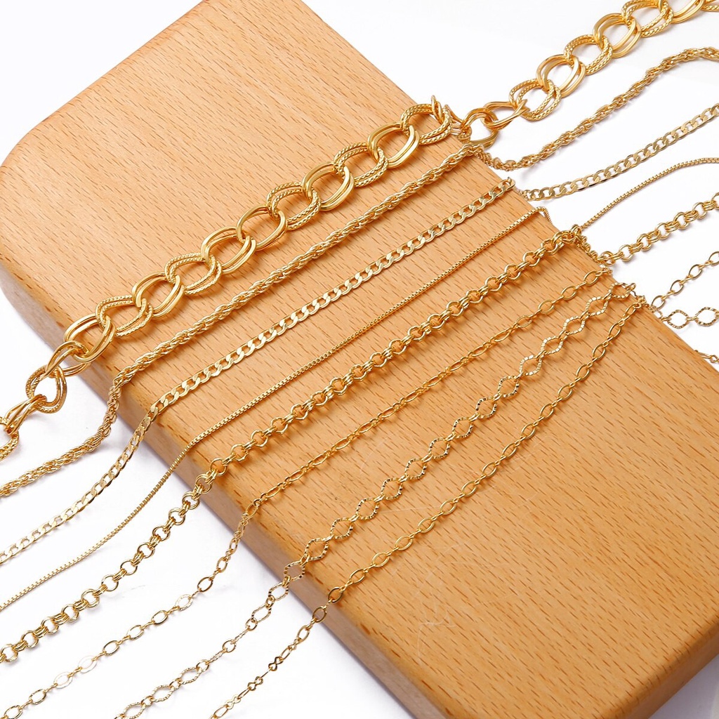 18K Gold 1M/Piece Copper Plated Cross Snake Necklace Chains Bulk For DIY Jewelry Findings Making Materials Handmade Supplies