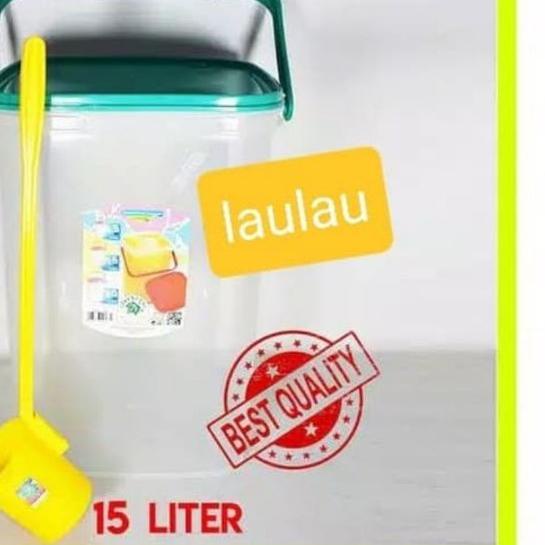 ❇ Aquarium Es Buah 15 Liter Green Leaf 0166 + Gayung / Toples Kerupuk / Tempat Es Kelapa / Rice Box 