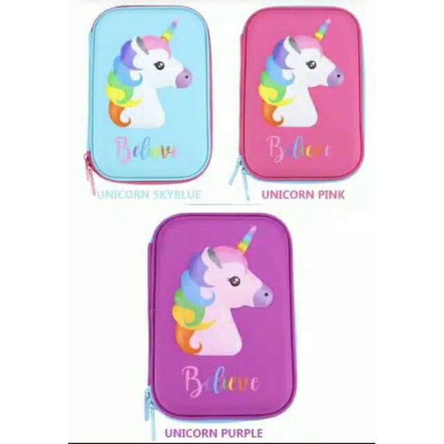 

Kotak pensil dan alat tulis smiggle look alike Hardcase UNICORN 3D Waterproof