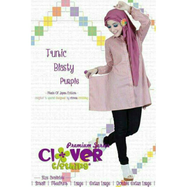 Tunik hamil menyusui katun jepang ori Blasty Purple by clover clothing hijab