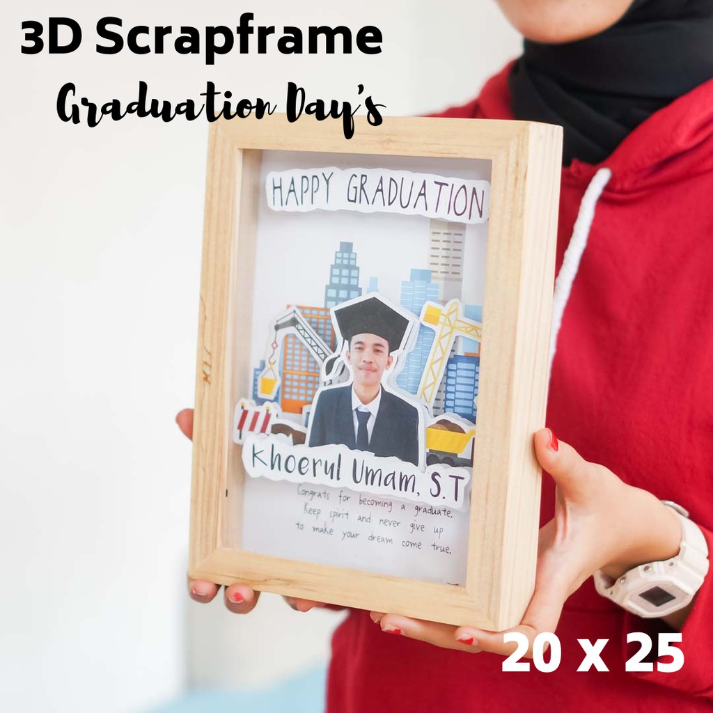 Kado Wisuda 3D Scrapframe Foto Pigura Custom