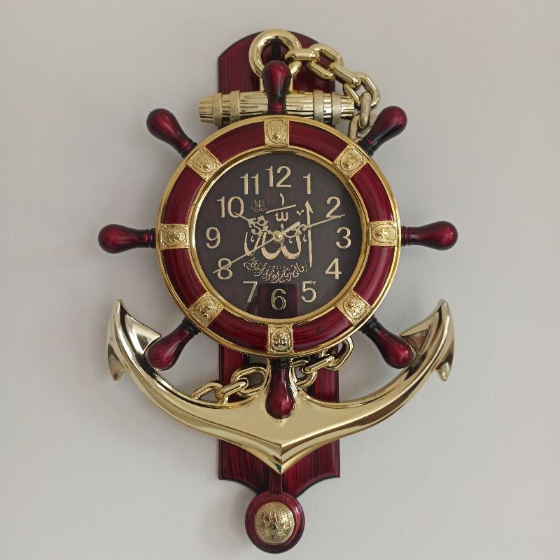 jam dinding kaligrafi jangkar bandul bunyi tiap jam