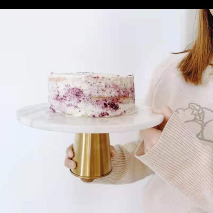 Alish | Marble Cake Stand / Meja Marmer Kue Bulat / Tatakan Kue / Fofo