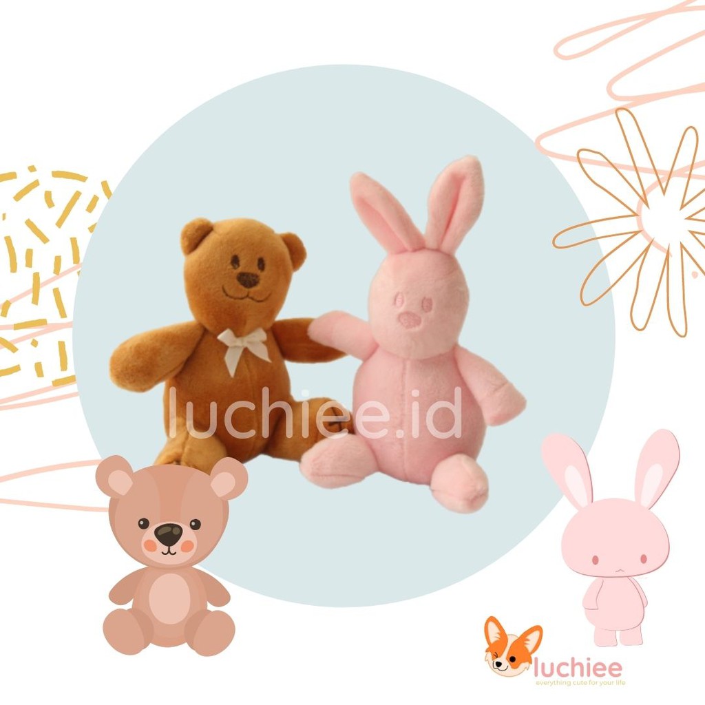 Boneka Beruang Kelinci Bayi Kecil Mini Teddy Bear Cokelat Pink Rabbit  Mainan/Hadiah Anak