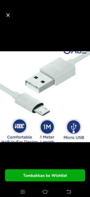 Kabel data oppo  original fast charging   2A.