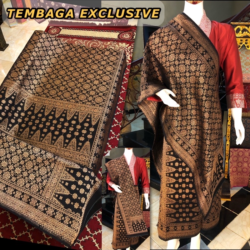 EXCLUSIVE Lepus Tembaga ORI Hitam Warna Alam /songket tenun asli palembang /songket ilham palembang