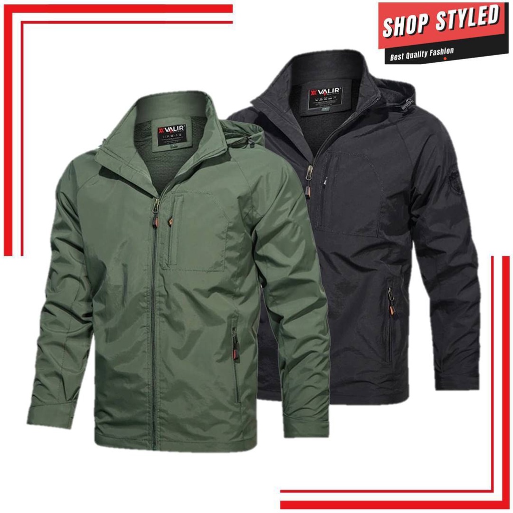 Jaket Pria Motor Terbaru Bahan Taslan Premium Import Keren Hoodie Polos Korean Style Parasut Tebal M