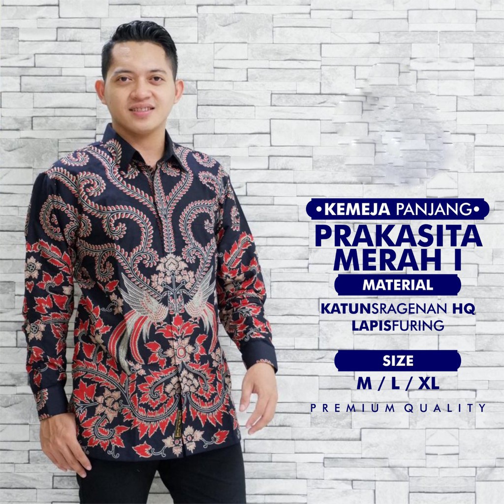 Kemeja Batik Solo Prakasita Merah Lengan Panjang Lapis Furing Atasan Premium Modern Original PABRIK ARIESWARA PUTIH ADIPATI LEKSMANA OPO PINK CAKRABUANA MACAN RAFFI GITARJA ZAIDAN TWO BABON ANGREM PRABU SEKTI WULU GADING MERAK PUTIH BATIK SOLO AMANAH