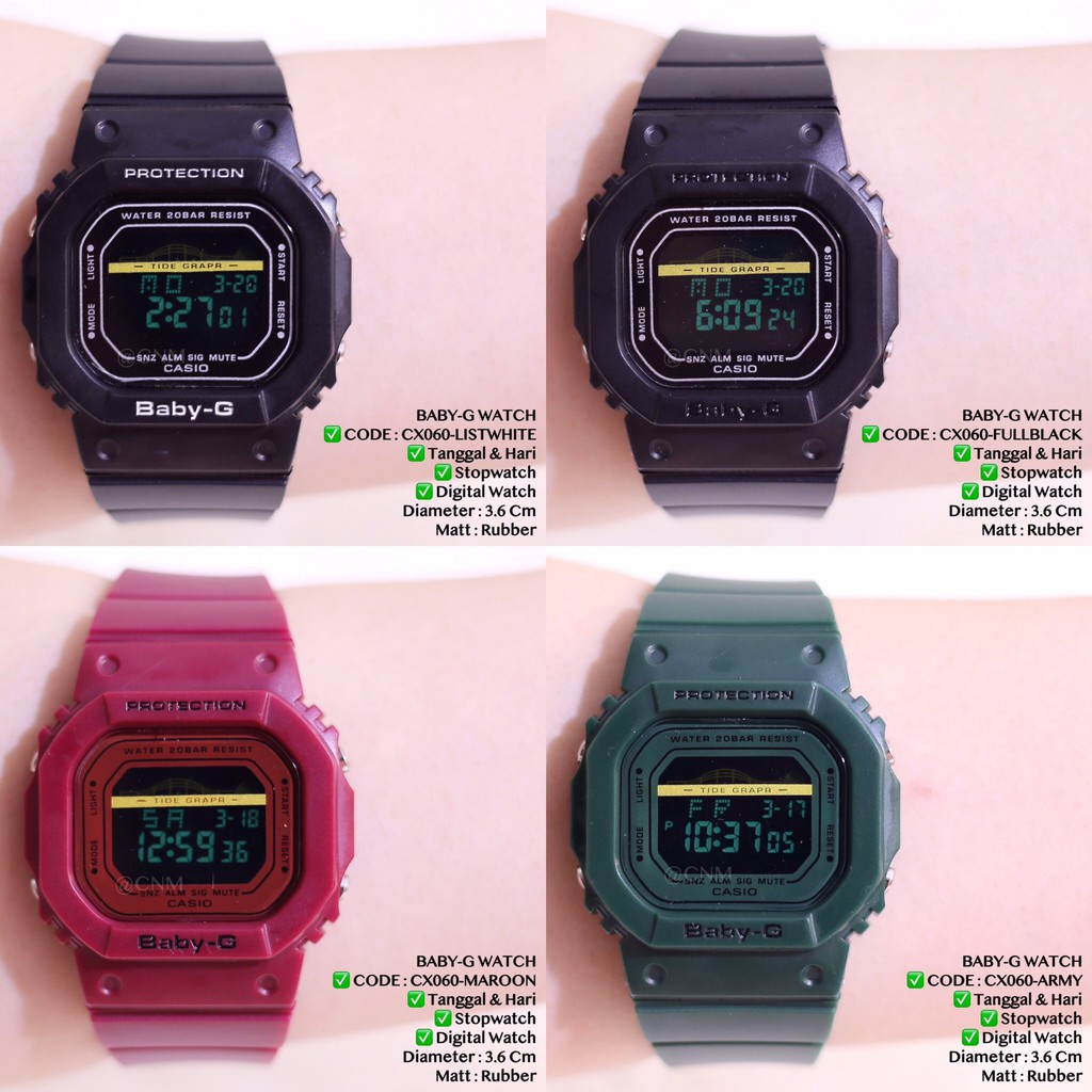 Jam tangan casio pria wanita DW5600 GSHOCK digital anti air ukuran LED 7 warna termurah CX050 CX060