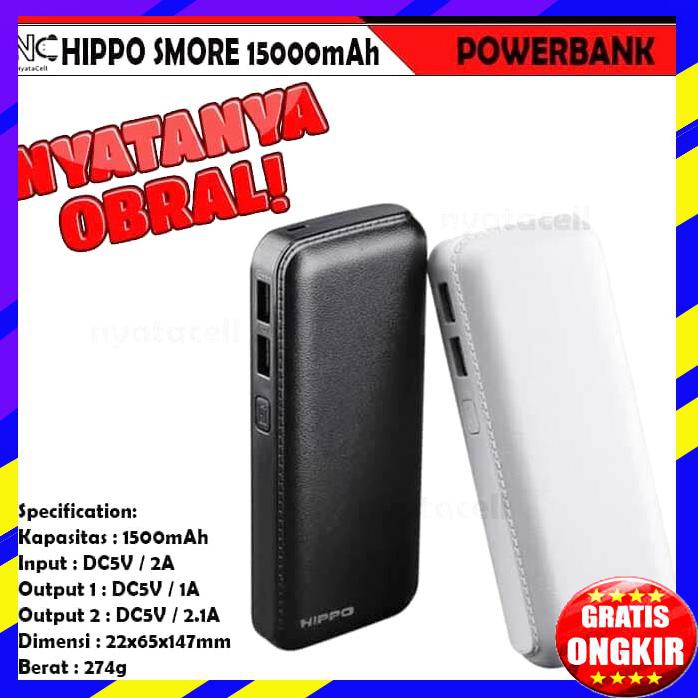 ACC HP POWERBANK HIPPO SMORE 15000MAH SIMPLE PACK POWER BANK 15000 MAH