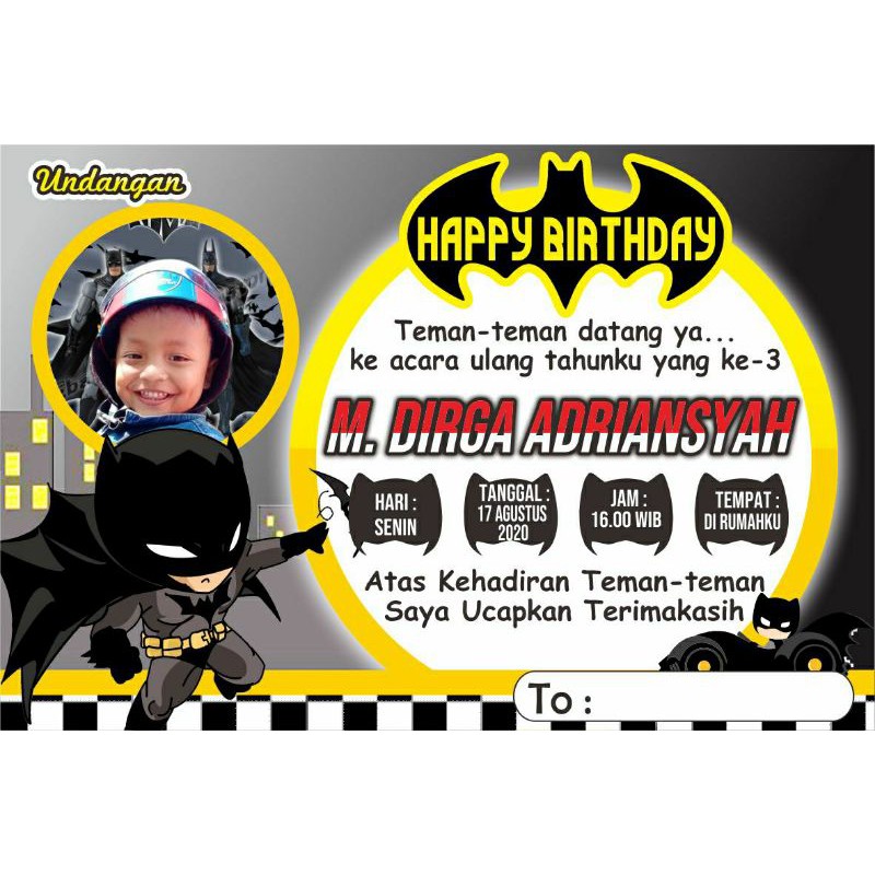 UNDANGAN ULTAH MURAH Batman