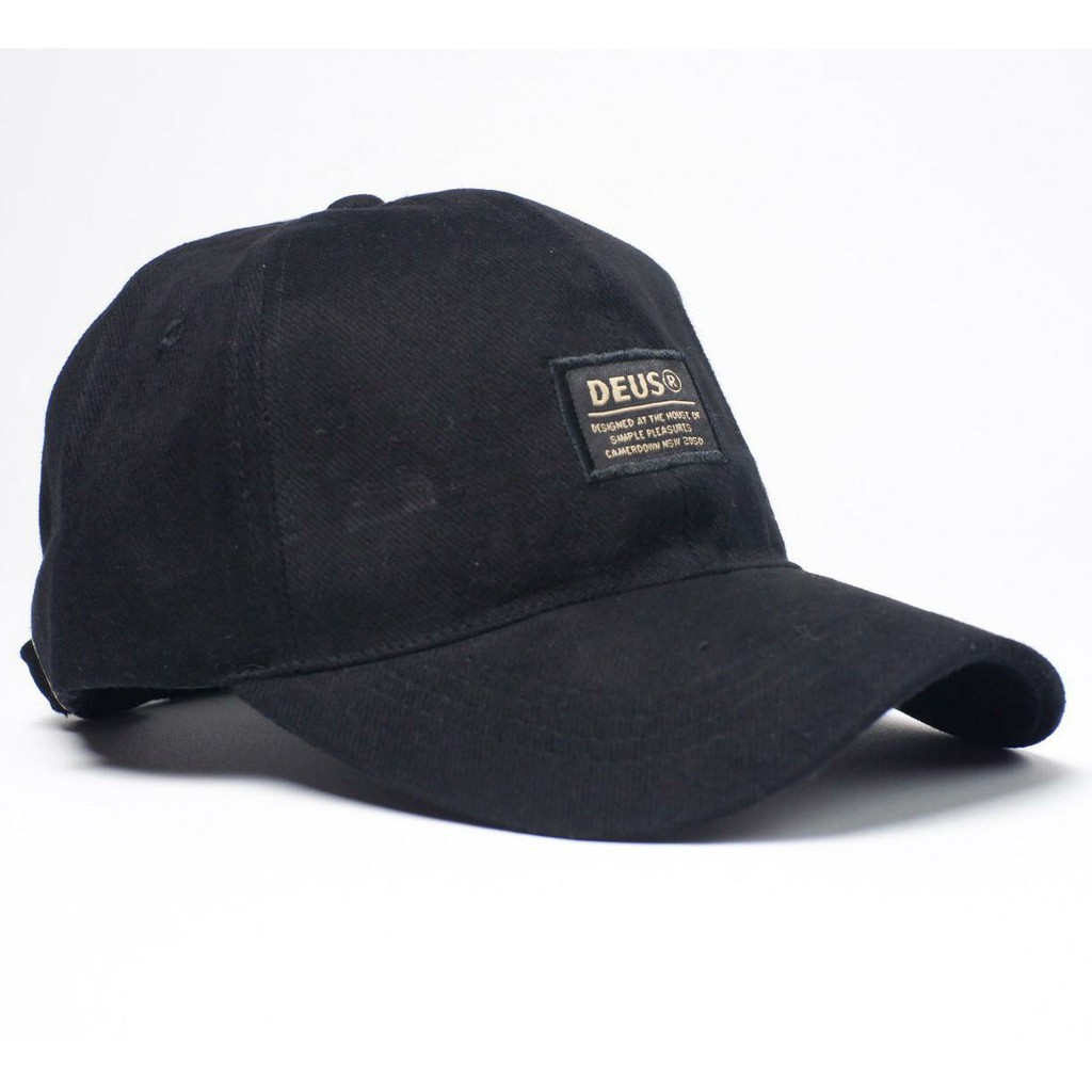 (COD) TOPI baseball Caps DISTRO DEUS HITAM LABEL full bordir pria dan wanita