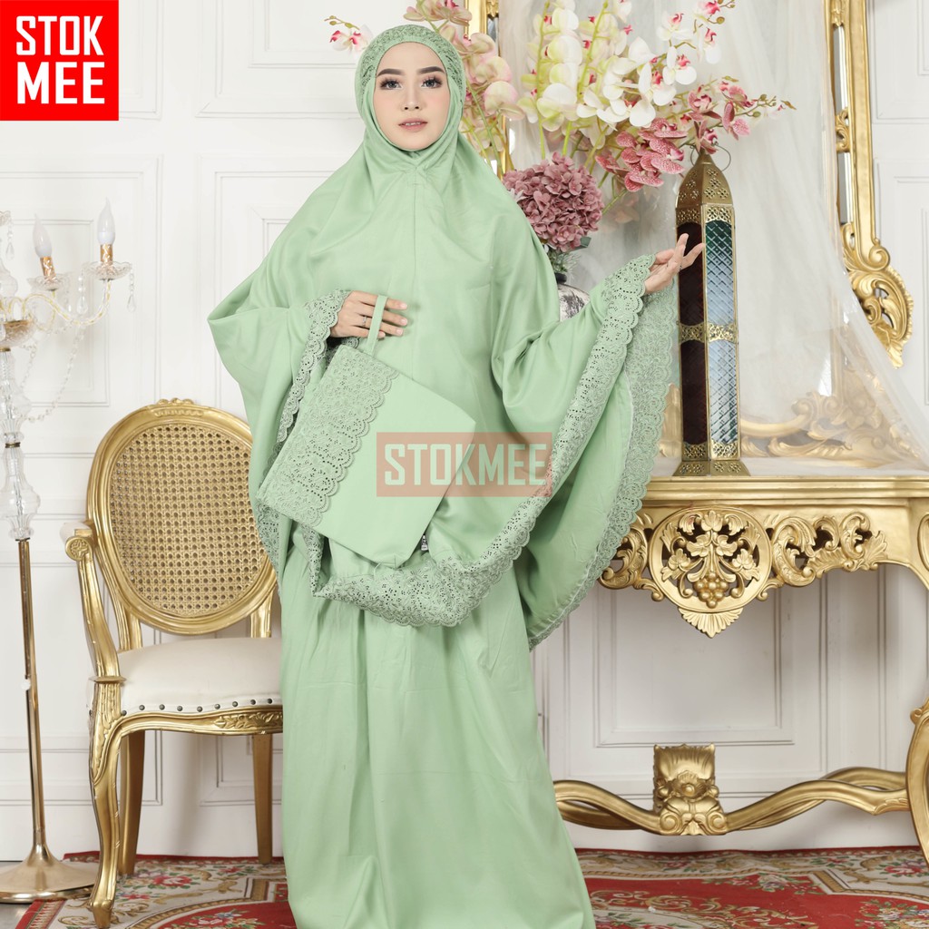 Mukena Dewasa Khatijah Free Tas Mukenah Jumbo Bahan Katun Premium Bahan Adem