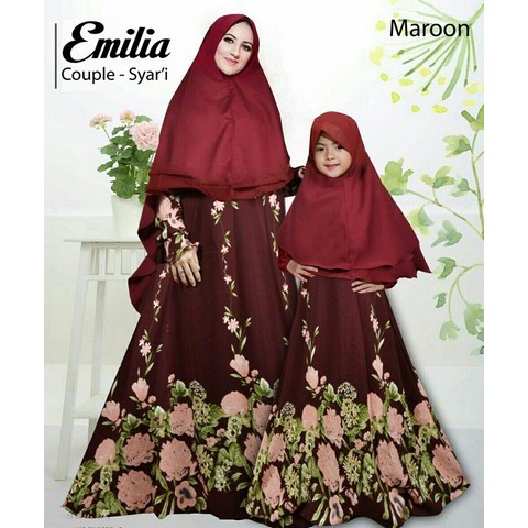 Brand Pink hitam biru navy merah marun gamis dress syari ibu anak couple qs