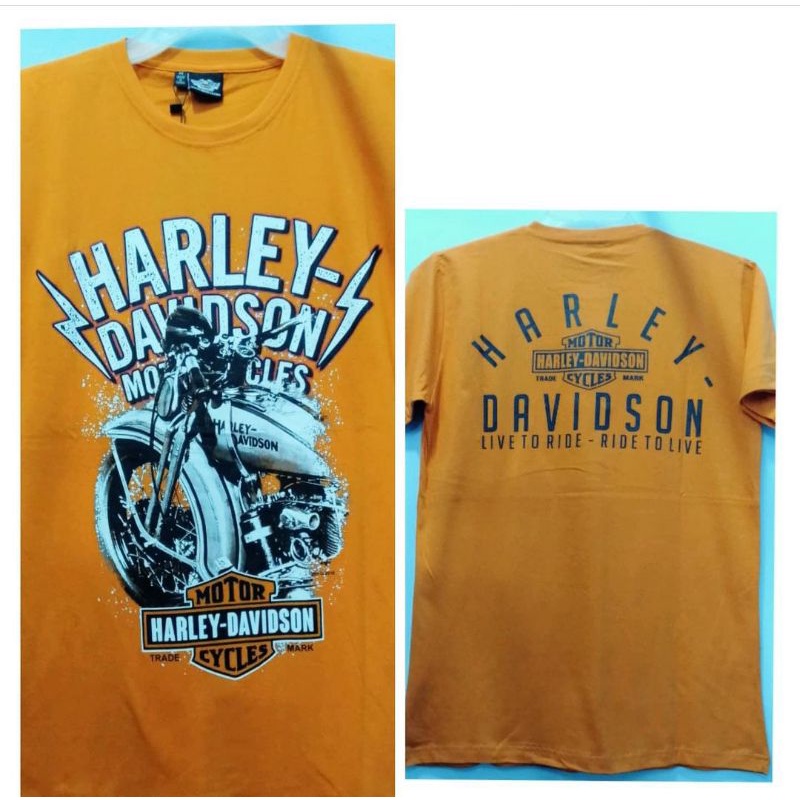 kaos harley davidson pendek orange