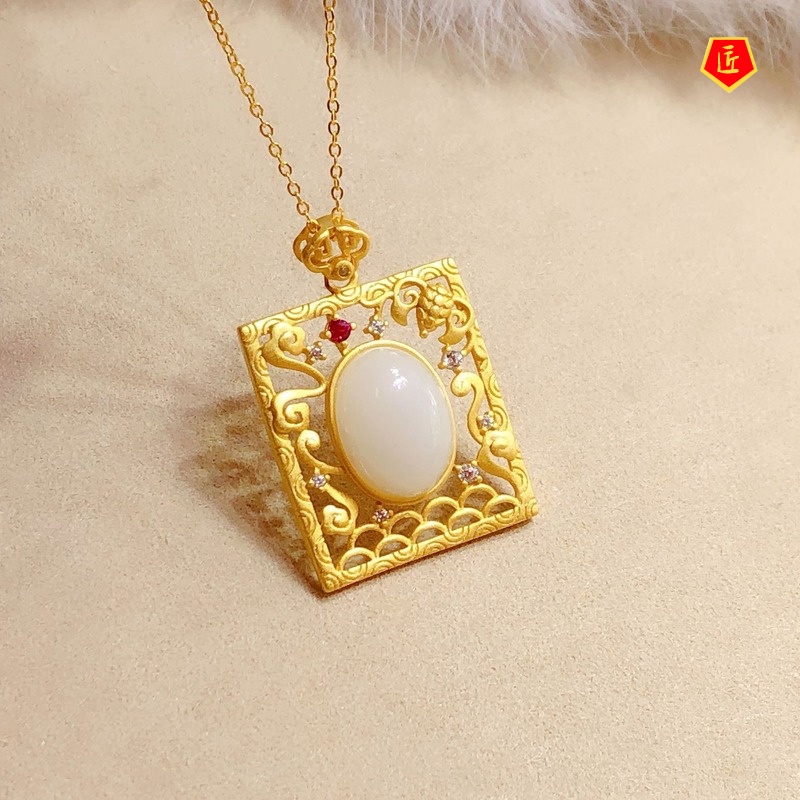 [Ready Stock]Hetian White Jade Egg Noodle Pendant Palace Style All-Match Female Accessories