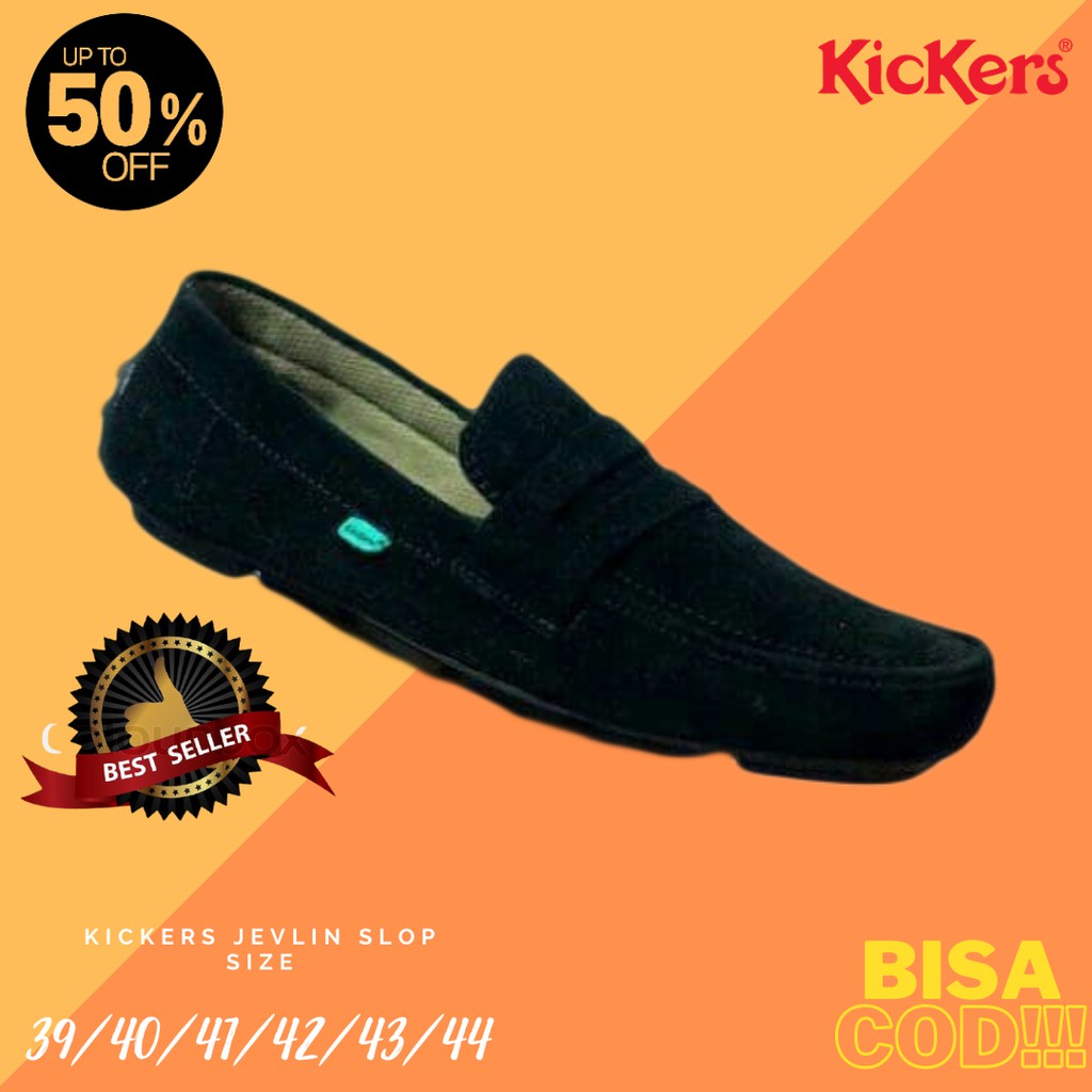 PROMO!! Sepatu Pria Kickers Jevlin Hitam Mocasin Slop Suede Kasual Santai Selop Kerja Fashion Laki