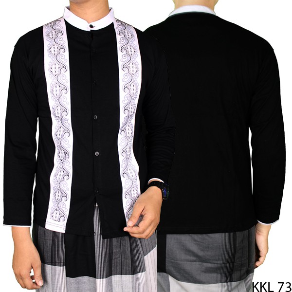 Baju Koko Warna Hitam Putih Katun Hitam – KKL 73