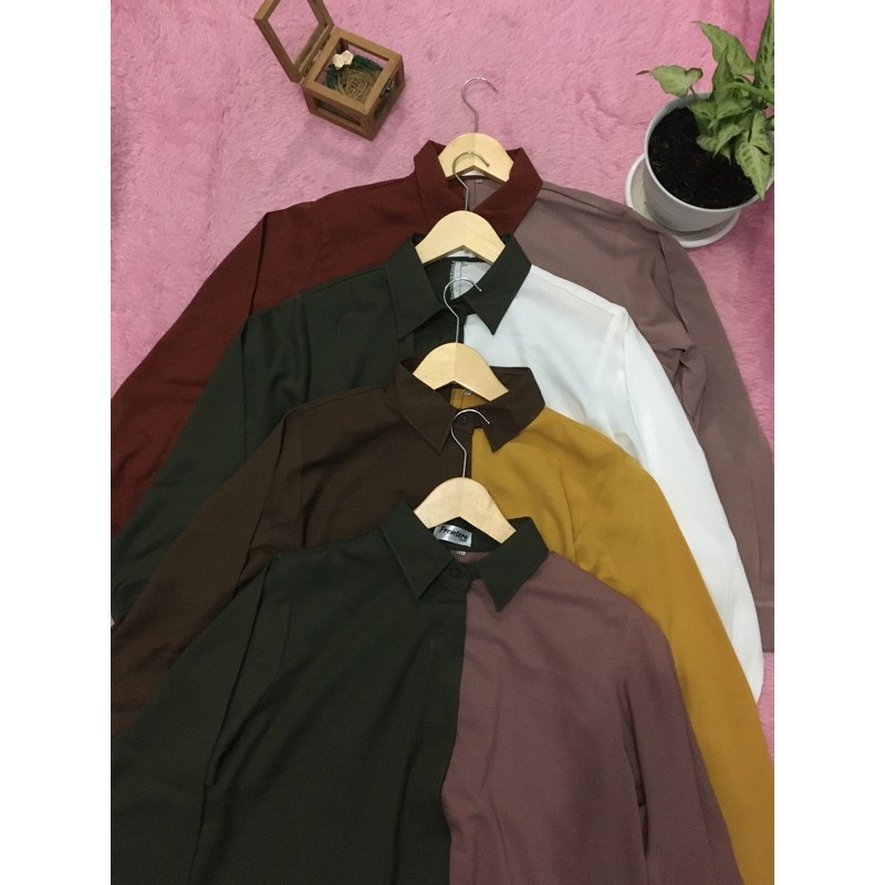 kemeja dua warna atau kemeja kantor casual hijab/kemeja wanita