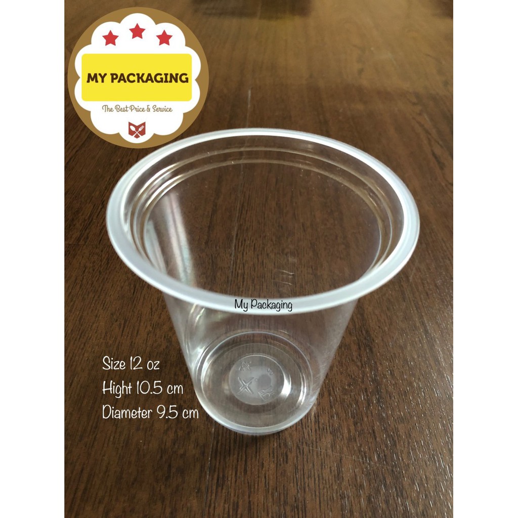 Cup Es Boba / Gelas Plastik  12oz TEBAL 7gr isi 50pcs Datar