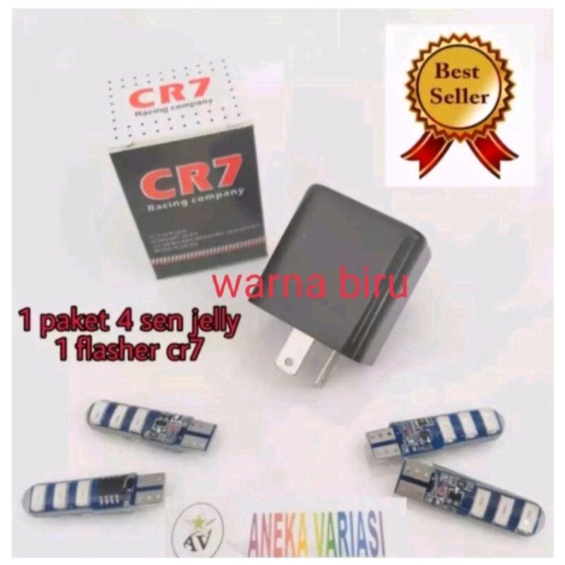 paket lampu sen jelly biru 4 pcs untuk depan belakang + flasher CR 7