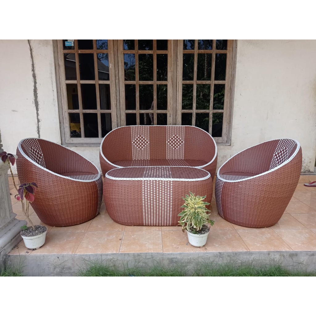 Sofa Tamu Rotan Sintetis/ Sofa Gentong Putri / Sofa Rotan Sintetis -MITRA MEBEL
