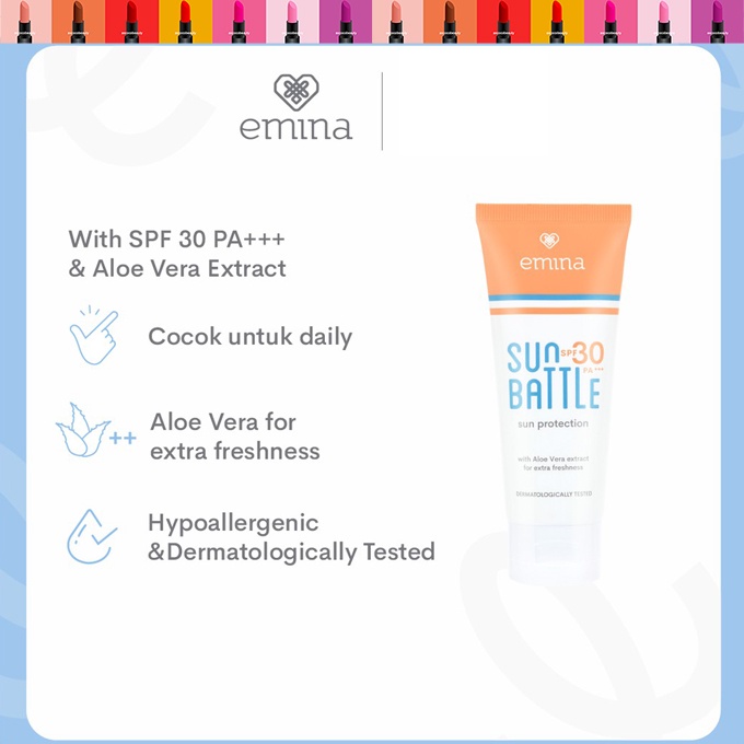 Emina Sun Battle SPF Sunscreen SPF30 60ml / SPF45 30ml Tabir Surya ✰ ascocobeauty ✰