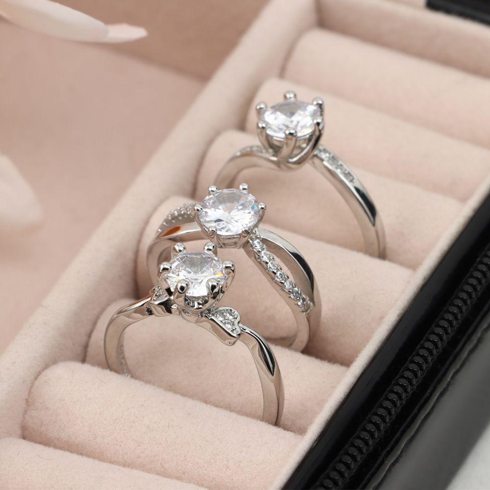 Cincin Berlian Nanas Shiny D Color Wedding Couple Open Ring