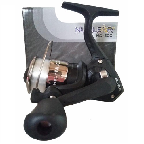 Reel Pancing Pioner Nuclear NC 200 dengan 2 Bearing include senar Gulungan Senar (Hitam/silver)