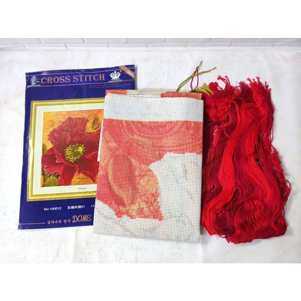 DISKON Paket DIY Craft Sulam Kristik DOME 160012 Bunga Poppy 6D