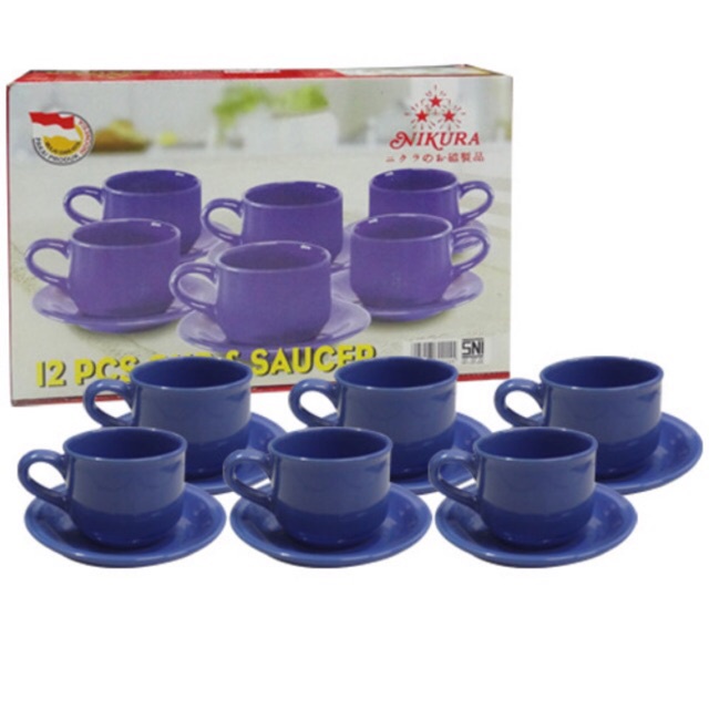 Cangkir Set Keramik 12 Pcs Nikura / Cangkir Kopi / Cangkir Teh Kaca / Cangkir Keramik - Random Colour