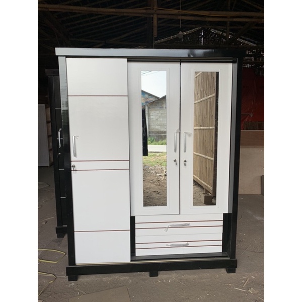 lemari pakaian kayu vega 2 pintu engsel 1 sleding