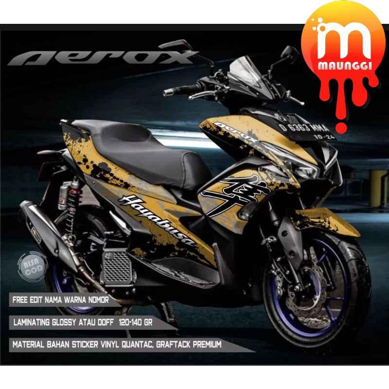 Decal aerox full body Striping aerox 155 full body motif hayabusa Stiker motor awrox warna kuning tu