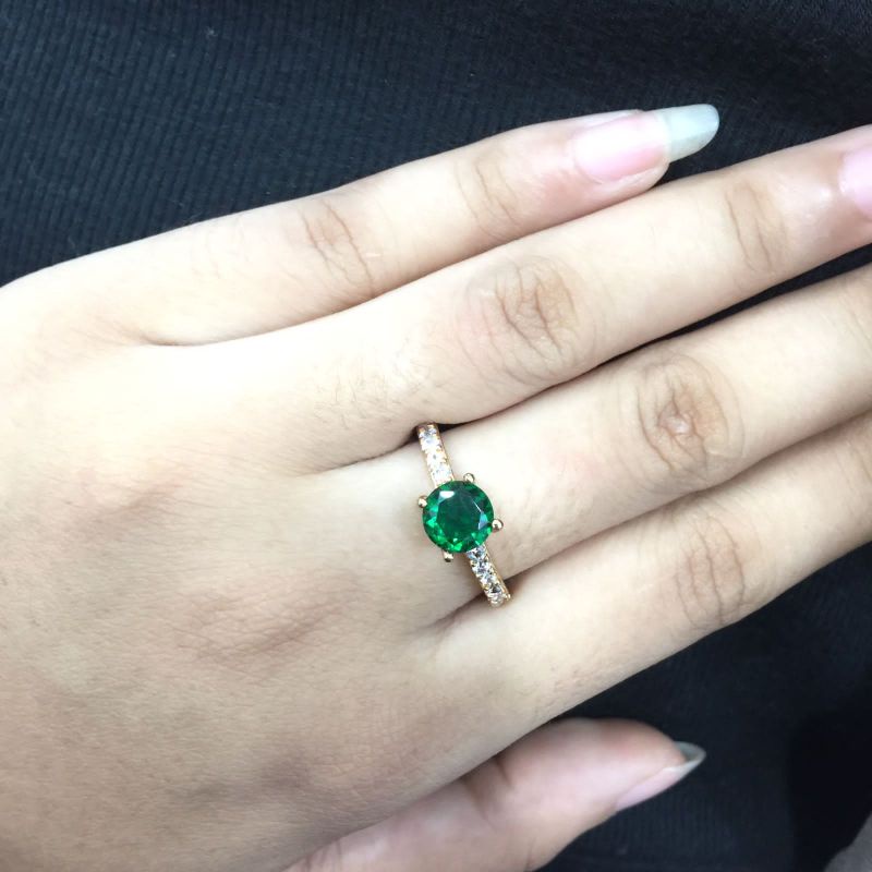 Cincin Xufing Permata Hijau Anti Karat berlapis Emas Termurab Wanita Elegan