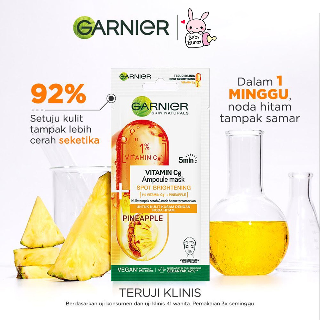 ❤ BELIA ❤ GARNIER 5min Ampoule Mask Hyaluron  | Vitamin Cg | Niacinamide | Sheet Mask | BPOM