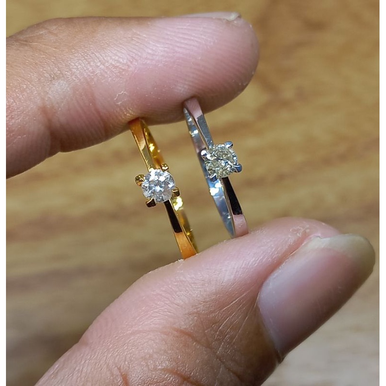 Cincin Berlian Mata Satu Emas