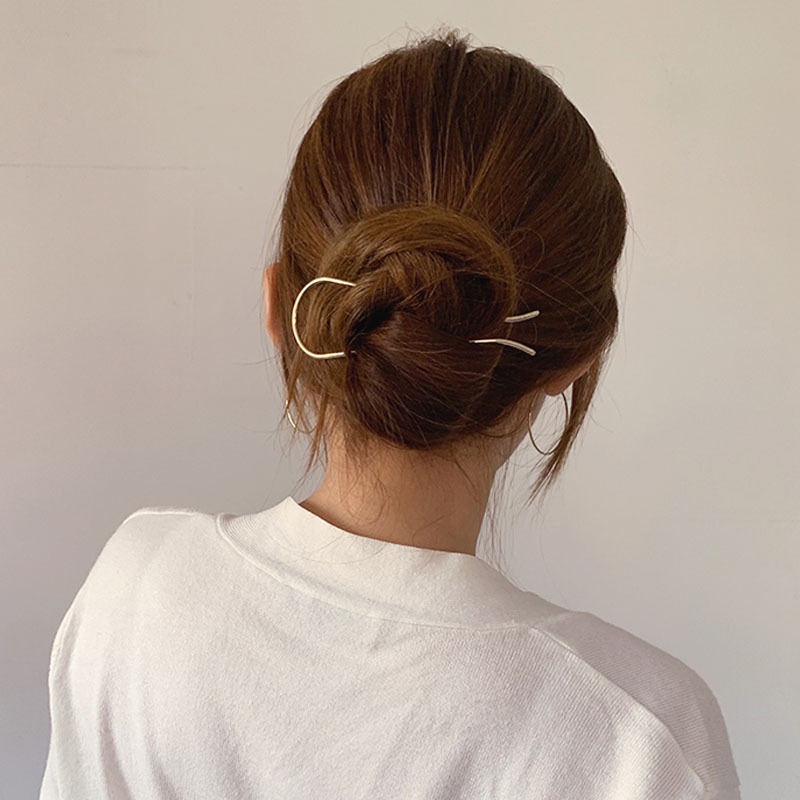 U-shape Metal Hairpin Korean Style Modern Daily Antique Antik Elegant Hair Accessories Wanita Pin Cepol Sanggul Rambut Hair Bun Jepit besi Jepitan Gold Silver Pretty Classic Casual Style Tusuk Konde