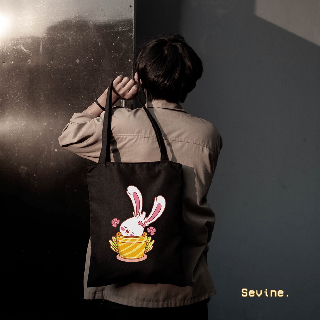 Sevine Tas Wanita Totebag Tote Bag Resleting Kawai Black Series Hitam - KWI5