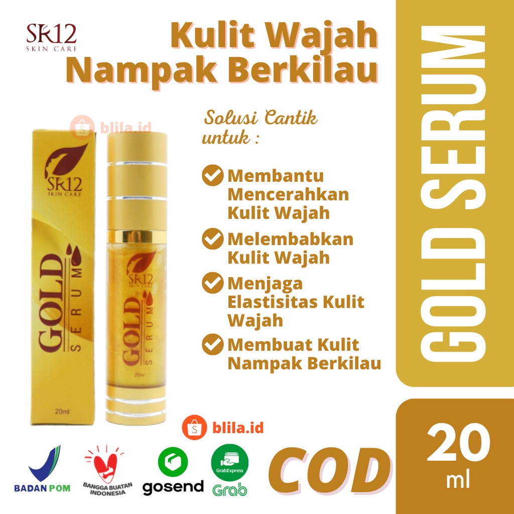 SR12 Gold Serum Wajah 20ml GMP BPOM Anti-Aging Mencerahkan Melembabkan Menjaga Elastisitas Kulit Wajah