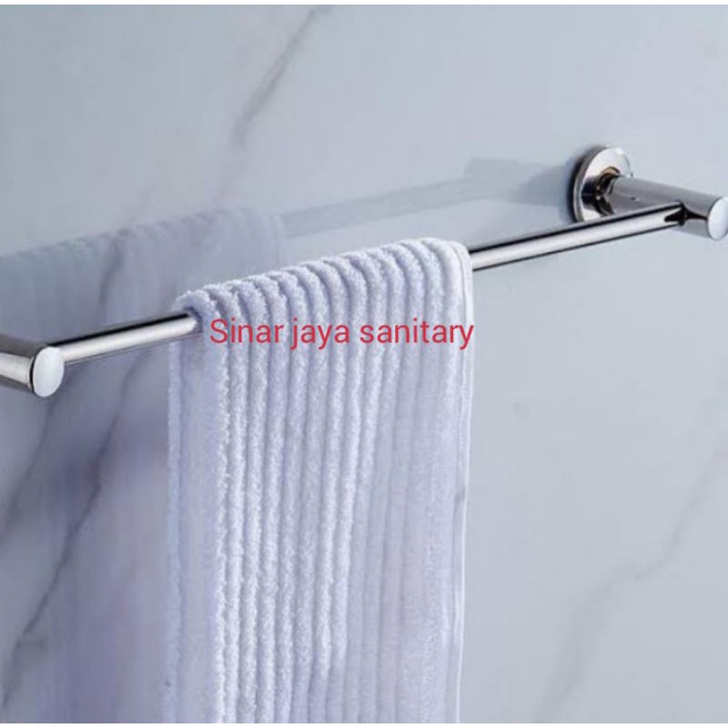 Gantungan handuk satu baris  / gantungan baju stainless / Rak handuk dua susun stainless 304