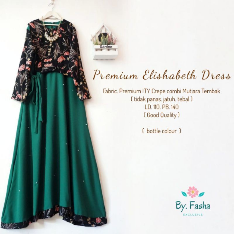 GAMIS PREMIUM ELISABETH DRESS ORI FASHA HIJAB FASHION WANITA MUSLIMAH MODERN MATT ITY CREPE IMPORT