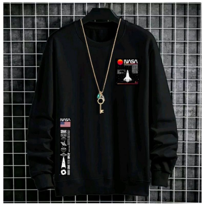 Sweater#crewnek/kaos/lengan panjang Nasa USA Pria Wanita