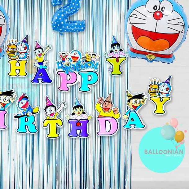 DORAEMON SIMPLE DEKORASI SET/BALON FOIL/DEKORASI ULANG TAHUN ANAK/PAKET BALON ULTAH