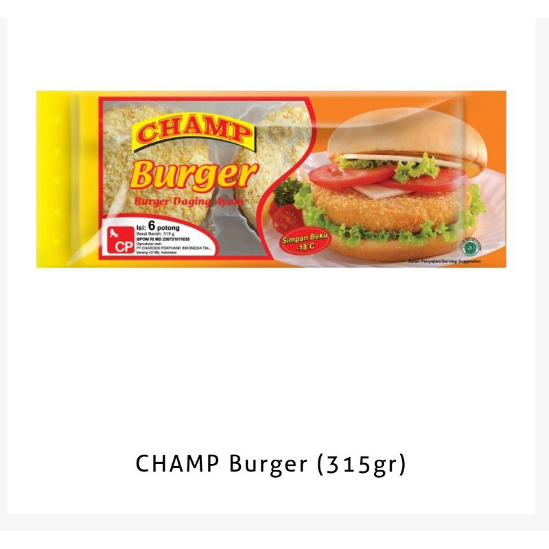 

Champ Chicken burger isi 6s [ 315 gram ]