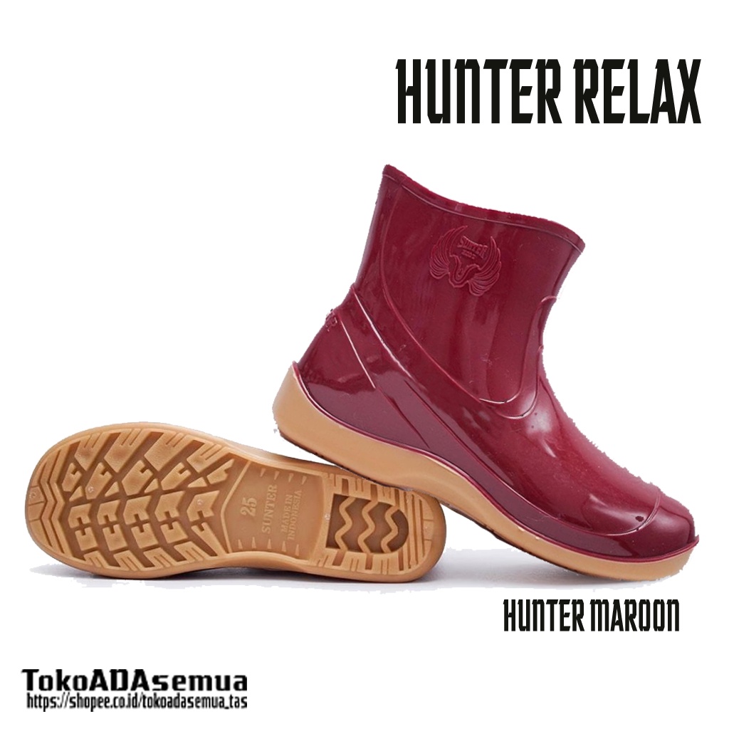 Sepatu Boot Karet Pendek Sunter Merah Maroon dan Hijau Glossy Mengkilap