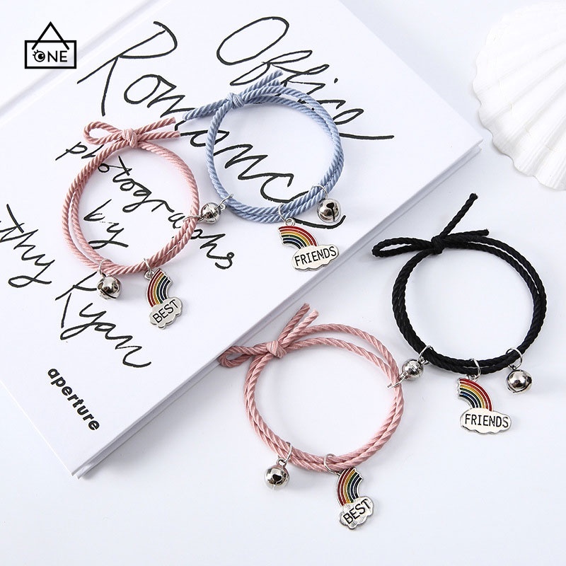 2pcs Gelang Tali Kepang COD Magnetik Adjustable Hias Manik-Manik Hitam A one