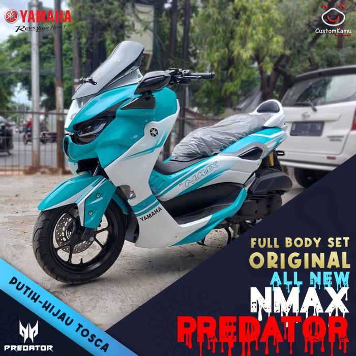 Full Body Set All New NMax Predator 2020 - Putih Hijau Tosca